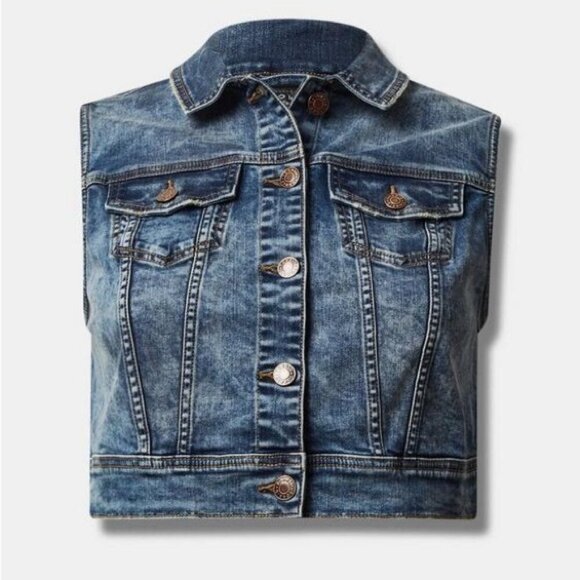 Women’s torrid 3 Vintage Wash Vintage Stretch Denim Crop Jean Vest 22 24 3XL - Picture 15 of 15